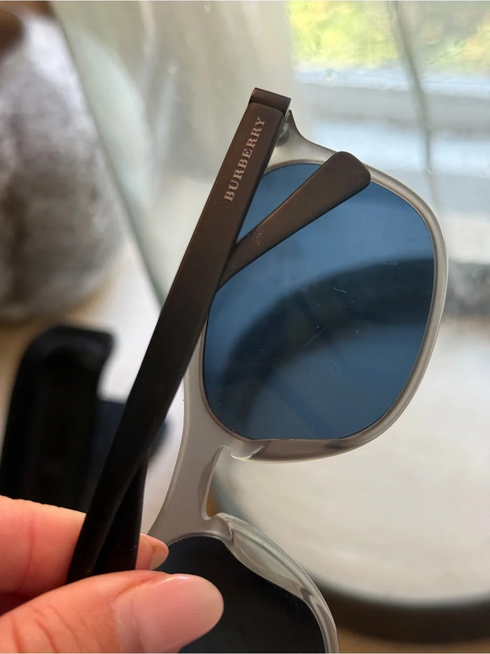 Burberry Black and Gray Sunglasses with Case